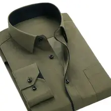 Деловая Мужская рубашка, осенняя Модная Джинсовая рубашка с длинным рукавом и пуговицами, мужская повседневная Однотонная рубашка