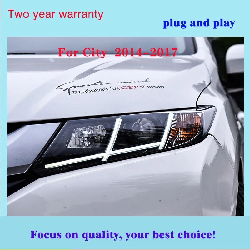 Автомобильный Стайлинг для Honda City- светодиодный головной светильник для города Головной фонарь СВЕТОДИОДНЫЙ дневной ходовой светильник светодиодный DRL Bi-Xenon HID