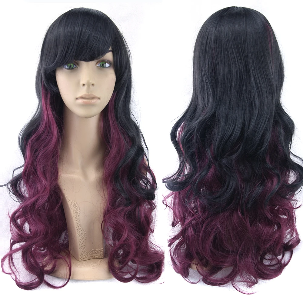 Soowee 13 цветов волнистые женские высокотемпературные фибрические синтетические парики розовый синий Омбре аксессуары для волос Косплей парики - Цвет: JBS-10