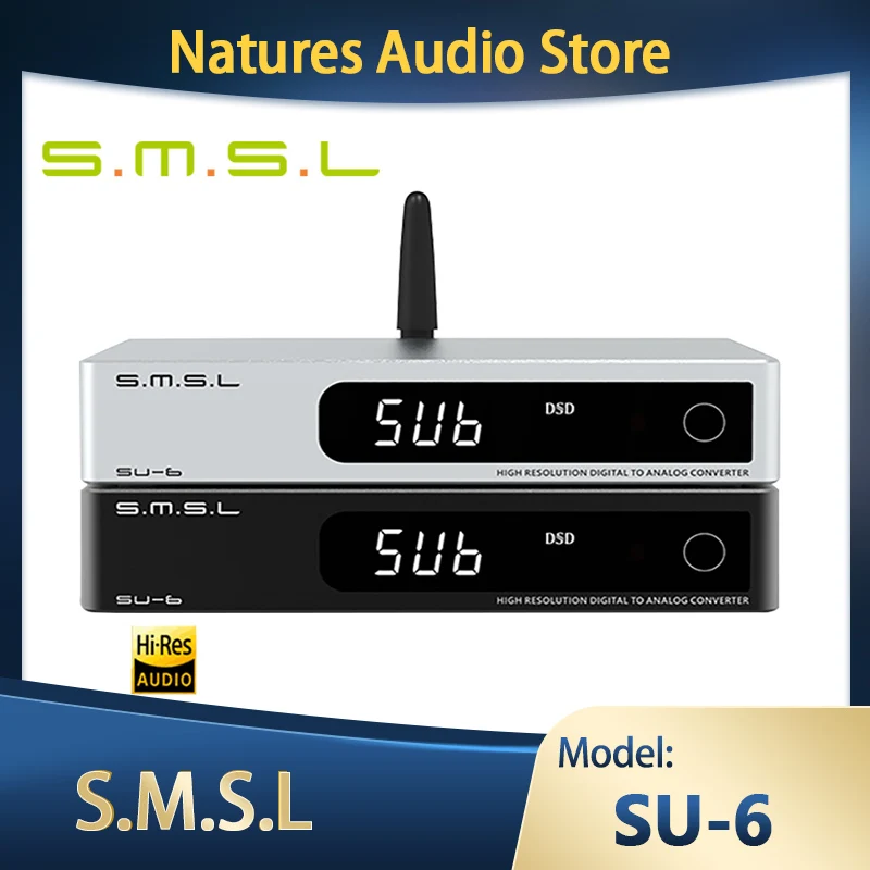 

SMSL SU-6 SU6 HIFI настольный мини аудио USB DAC декодер ES9038Q2M OPA1612 * 4 32 бит/768 кГц DSD512 Bluetooth 5,0 с дистанционным управлением