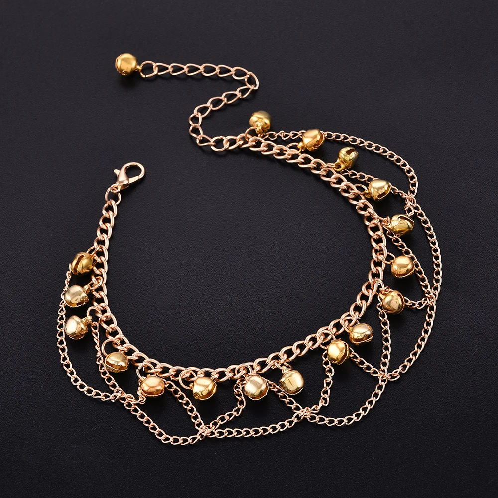 2017 New Women Gril Tassel Chain Bells Sound Gold Metal Chain Anklet Ankle Bracelet Foot Chain Jewelry Beach Anklet 2017 New Women Gril Tassel Chain Bells Sound Gold Metal Chain Anklet Ankle Bracelet Foot Chain Jewelry Beach Anklet