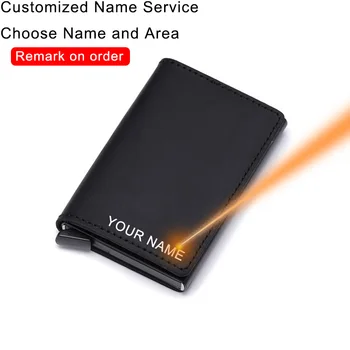 

Rfid Genuine Leather Card Holder Customize Wallets Slim Thin Engraving Wallet Purse Money Bag Male Laser Personalized Wallet