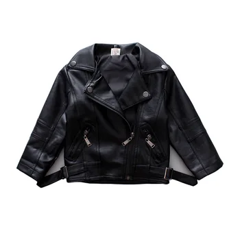 

2020 Girls Autumn Leather Jackets Children Fashion Belt Zipper Leather Coats Kids Fashion Short Tops Outwear
