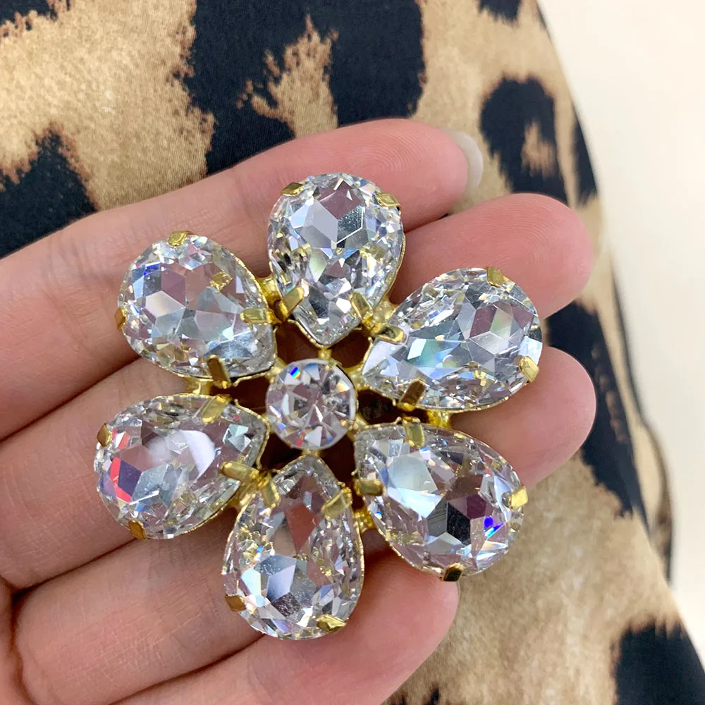 flower shape Стразы с кристаллами, цветок, овальная форма, стразы, аппликация, пришивные стразы с золотым основанием, коготь для DIY, танцевальное платье, одежда, одежда - Цвет: flower shape