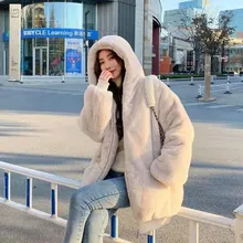 2021 novo inverno feminino peludo grosso casaco moda feminina solta moda casaco grosso cor sólida casaco de lã de inverno feminino