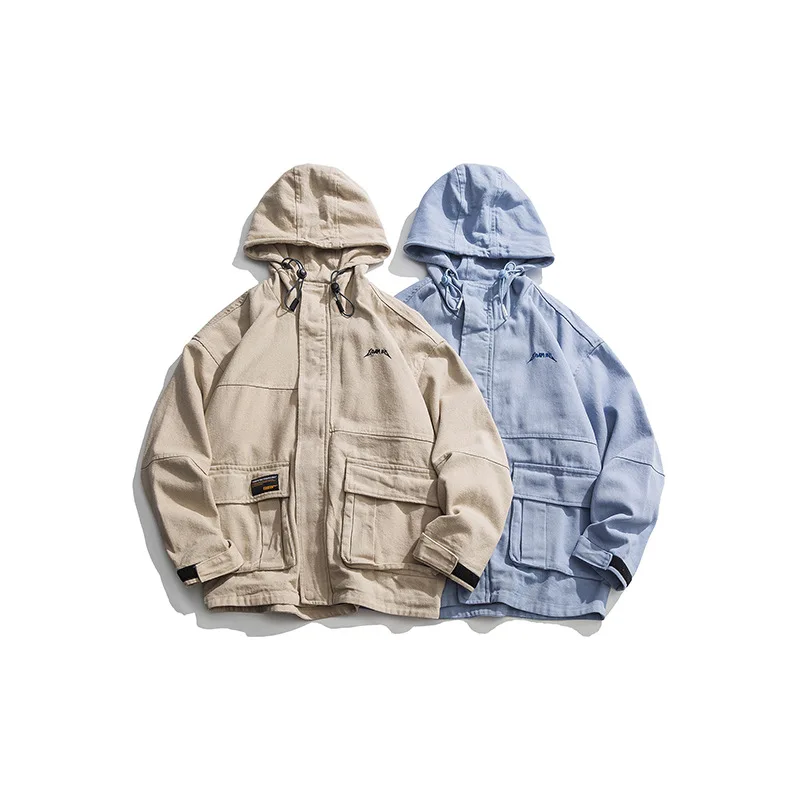 

2019 New Style Japanese-style Retro Washing Embroidered Hooded Coat Men's Autumn And Winter Loose Tooling Jacket MEN'S Top Fashi