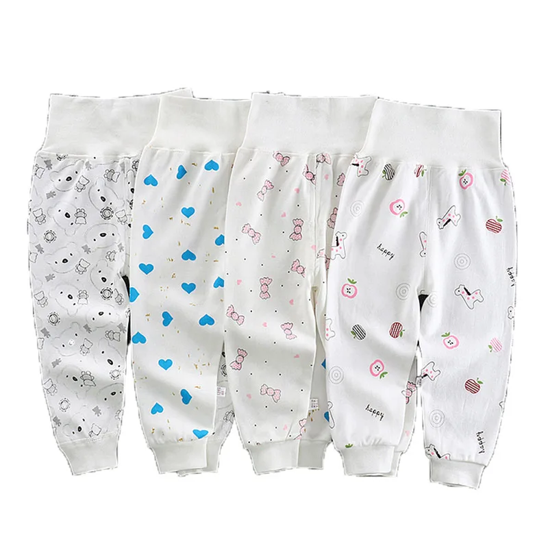 

2020 Spring New Baby Trousers Boys Cotton High-Waisted Belly Protection Autumn Pants Cartoon Print Open-Crotch Kid Girls Legging