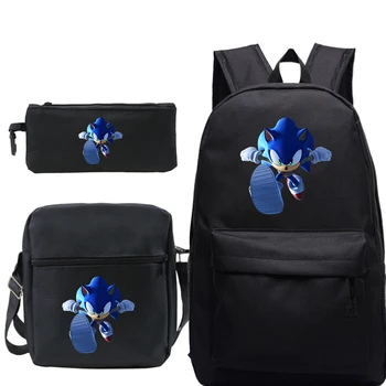 

Sonic Anime Backpack for Boys Girls Sonic Boys School Bags Student Backpack Kids School Bag with Shoulder Bag Pen Bag