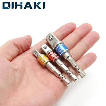 

3Pcs Drill Extension Bar Bit Adapter Drill Adapter Hex Shank to Square Socket Extension Set 1/4" 3/8" 1/2 for Impact Driver