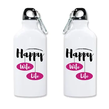 

750ml Happy Wife Life Aluminum Alloy Sports Water Bottles Profession Gift-Sports Outdoor Water Bottle for Travel