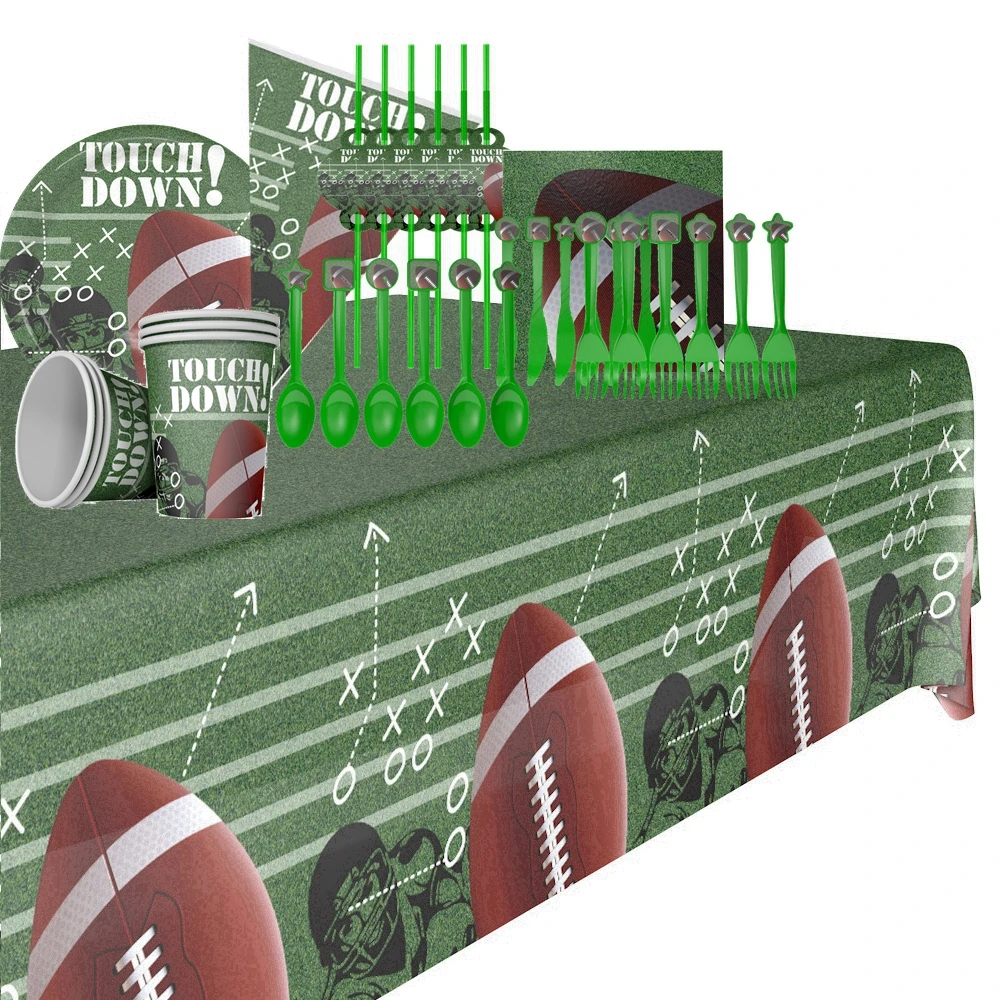 57pcs American Football Party Tableware Set Boys Favor Birthday Sports Event Back to School Rugby Decor for 6Persons | Дом и сад