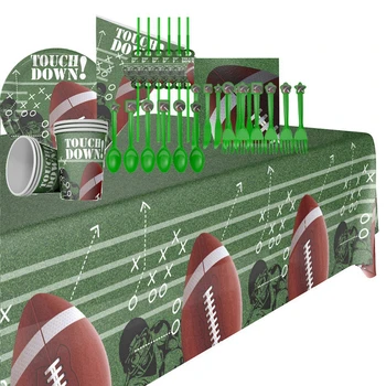 

57pcs American Football Party Tableware Set Boys Favor Birthday Sports Event Back to School Party Rugby Party Decor for 6Persons