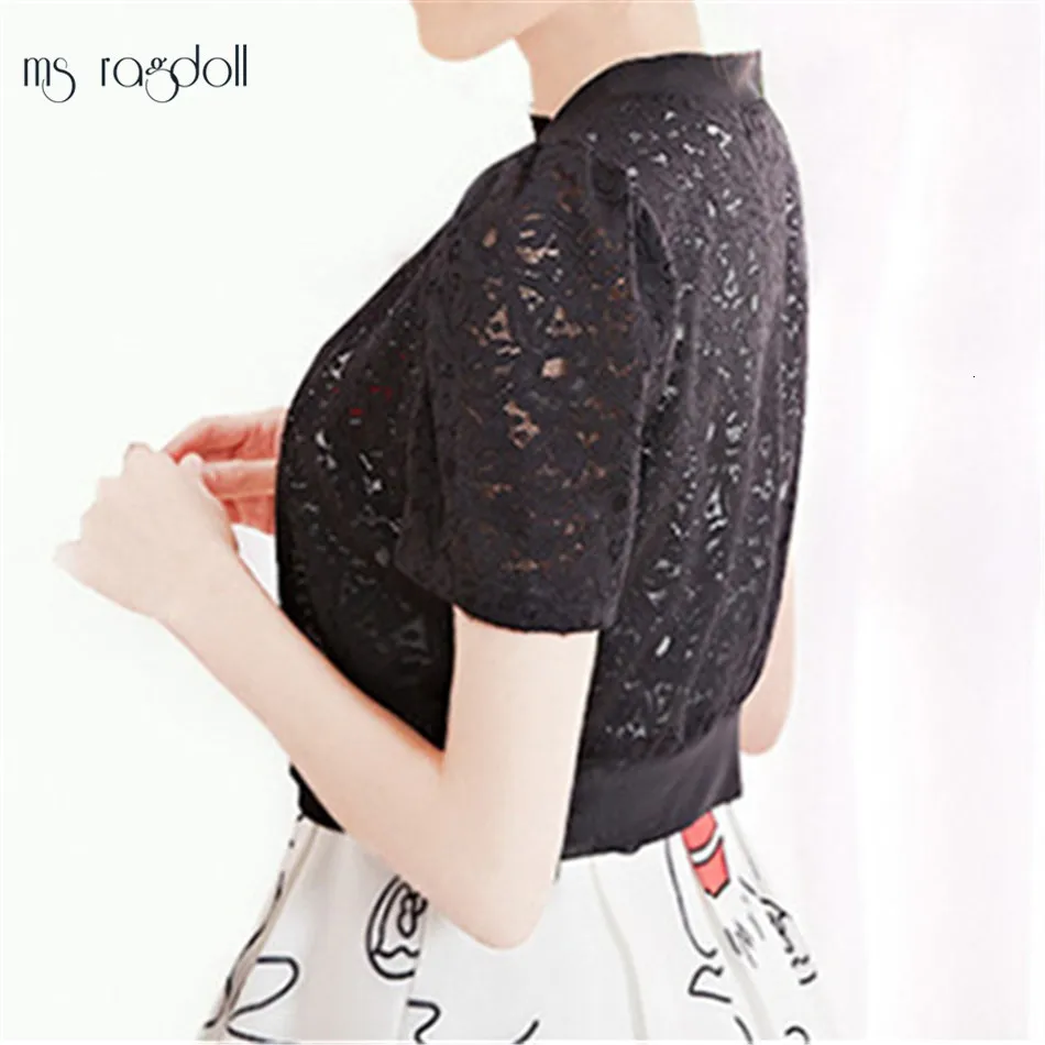 ms ragdoll Women Bolero Crop Plus Size Wrap Coat Hollow Out Lace Short-sleeve Short Small Shawl Cardigan Tops Jacket