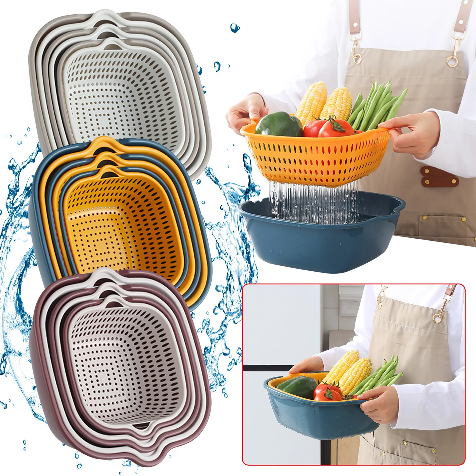 6 Pieces Kitchen Colander Set Strainer BPA Free With Handles Space