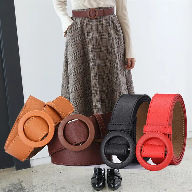 Модные женские ремни с круглой пряжкой кожаные женские аксессуары Cinto Feminino пояс брючный ремень поясной ремень для дам