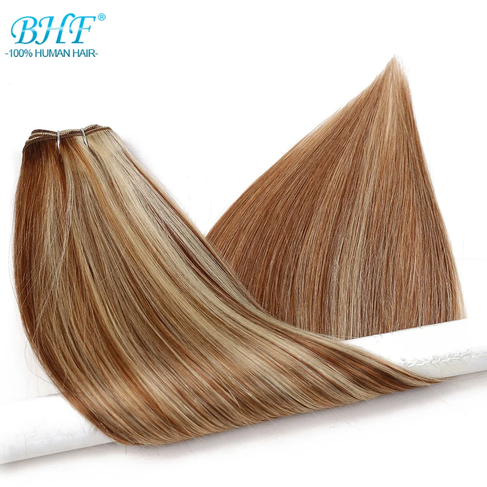  BHF 100% Human Hair Weaving Straight 100g Russia Natural Hair Extension Machine Made Remy Hair weft