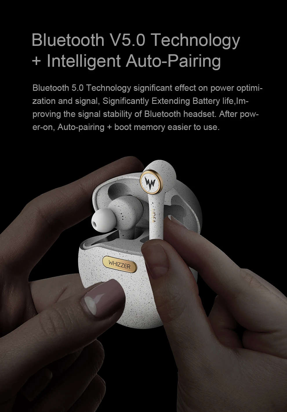 WHIZZER TP1S обновленные головные телефоны Bluetooth 5,0 наушники 3D стерео беспроводные наушники портативные IPX5 сенсорное управление
