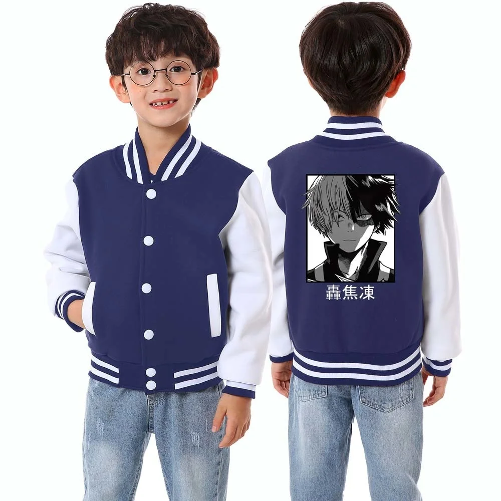 

Todoroki Shoto Print Baseball Jackets Kids Boys Girls My Hero Academia Cardigan Casual Sweatshirts Children Sportswear Pocket