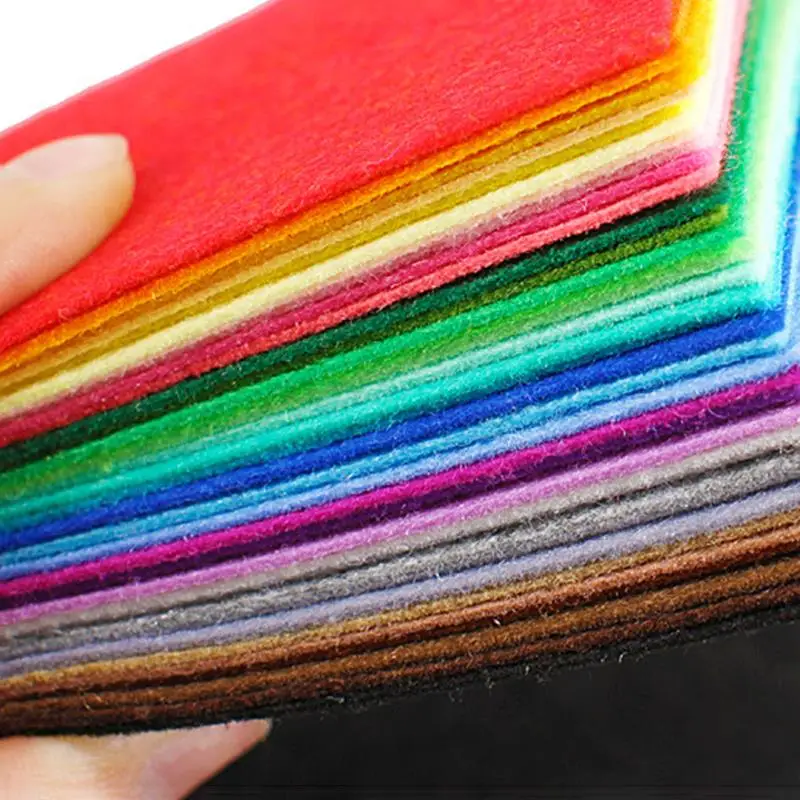 40Pcs Nonwoven Needlework Felt Fabric 10x10cm For Kids Scrapbooking Doll Sewing Crafts