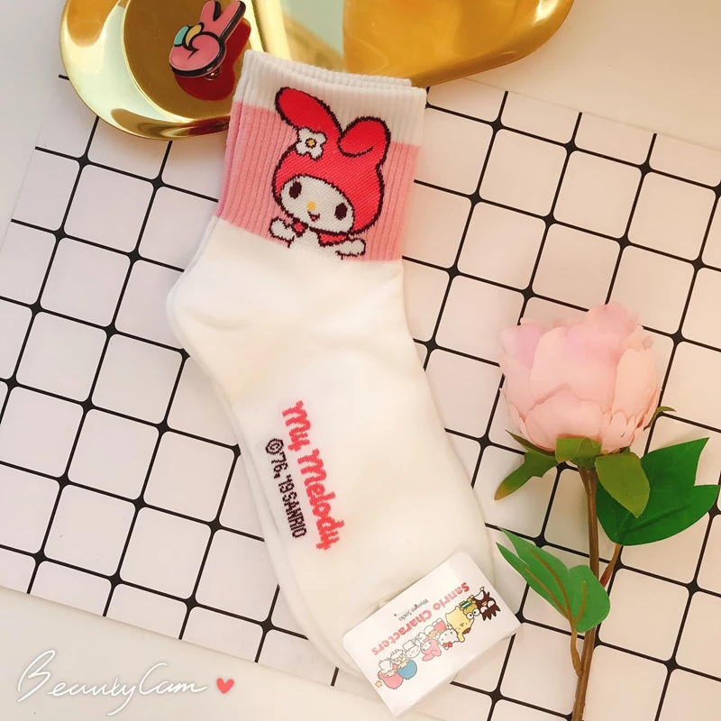 Носки с рисунком аниме Gudetama kerokerokeroppi Pom Purin Cinnamoroll babyCinnamoroll Корейские осенние женские хлопковые носки милые забавные