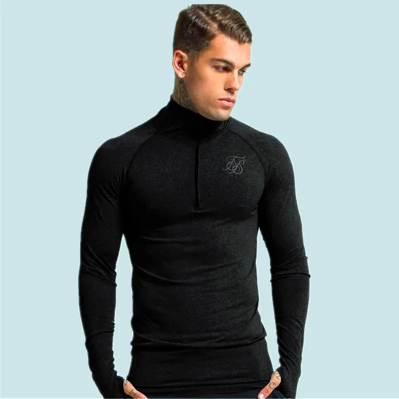 Осенняя Спортивная одежда для фитнеса, модная мужская футболка, Повседневная Лоскутная футболка с длинным рукавом, Мужская одежда, трендовая Повседневная облегающая футболка - Цвет: CX-01