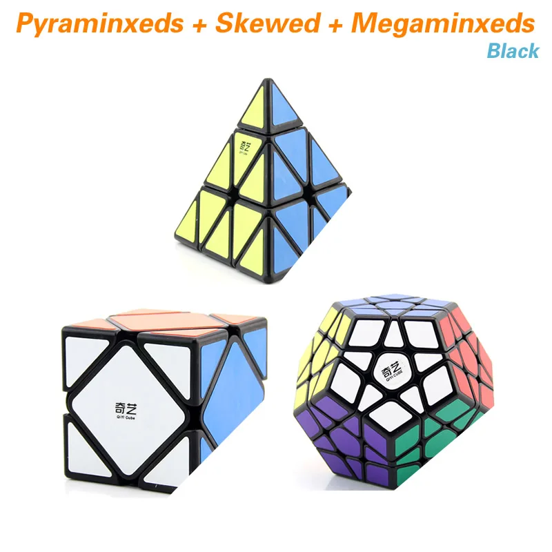 QiYi Pyraminxeds Megaminxeds SQ-1 Mastermorphix 3x3x3 магический куб, квадрат 1 Skewbes Pyramid speed Cube Пазлы игрушки подарок - Цвет: 3 Cubes-Black