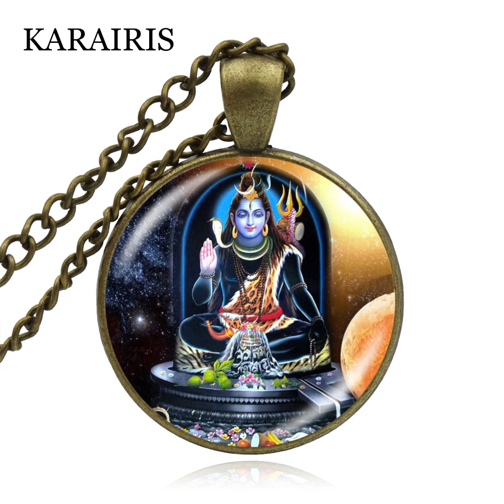 Ожерелье KARAIRIS с индуизмом танцующим Шивой длинная цепочка индийское ожерелье
