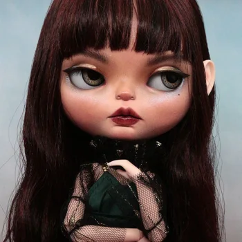 

ICY 19 joint blyth doll with makeup face with black wig coll girl expression makeup doll custom made