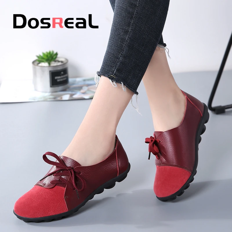 Loafers Shoes Ballet-Flats Outdoor Fashion Women Female Dosreal Lace-Up