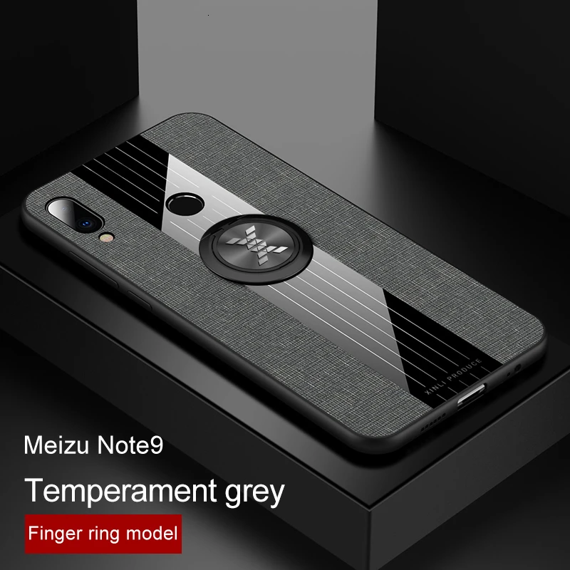 Для Meizu Note 9 8 чехол с магнитным кольцом-держателем Твердый чехол Мягкая силиконовая рамка для Meizu Note9 Note8 чехол для телефона s - Цвет: Grey Case With Ring