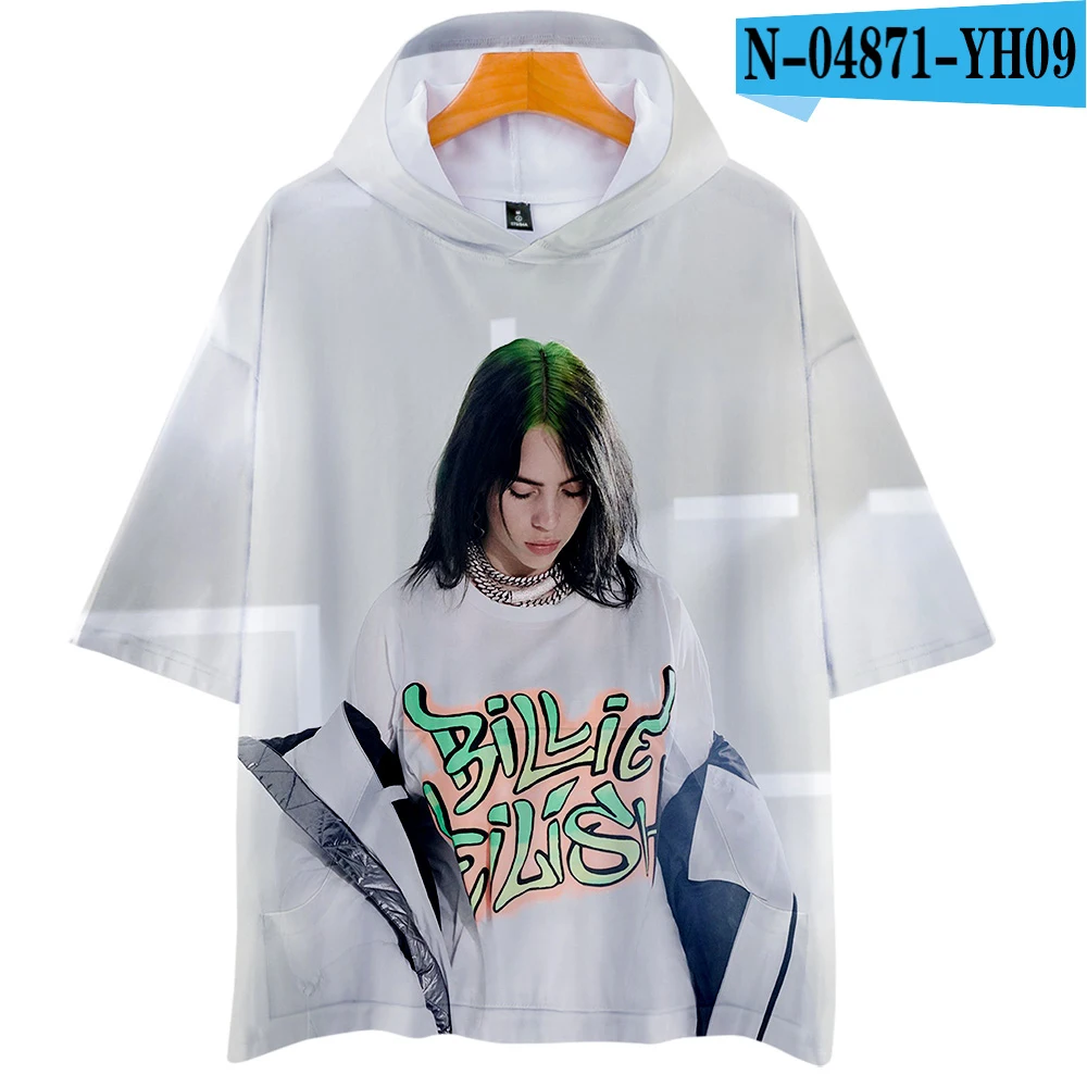 Billie Eilish 3D толстовки Новинка короткий рукав мода лето/весна футболка классная и дышащая футболка с коротким рукавом - Цвет: Цвет: желтый