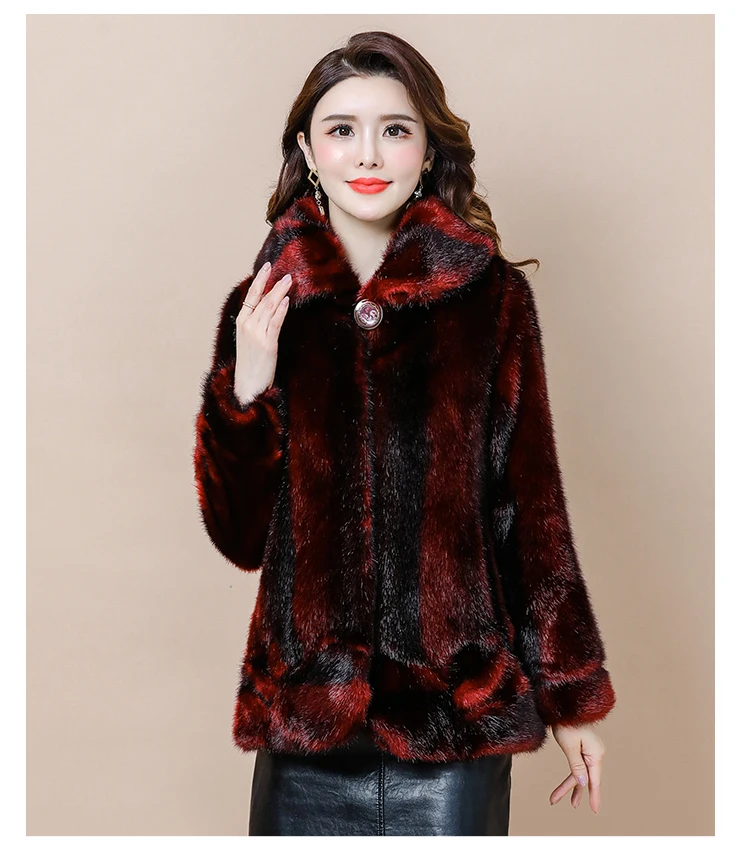 HANZANGL Luxury Plus Size Women Mink Fur Coat Winter Long Sleeve Warm Fur Jacket Women Clothes Free shipping