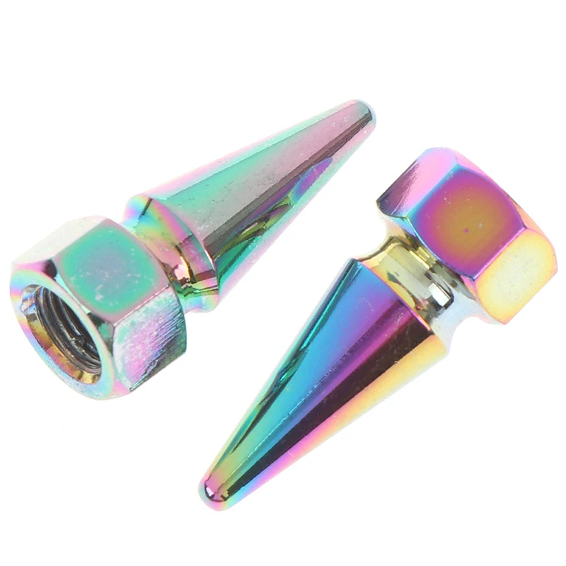 2pcs Valve Caps Colorful Aluminum Bike Car Tyre Air Port Cover Cycling Truck Wheel Valves Cover Cone Style Bicycle Accessories
