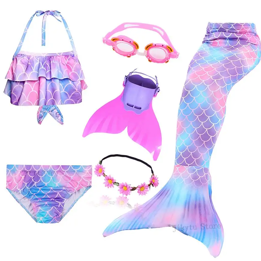 

2019 NEW the Little Mermaid Tails can addd With Monofin Fin Flipper Swimsuit for Kids swimmable Bathing Suit Mermaid Costume