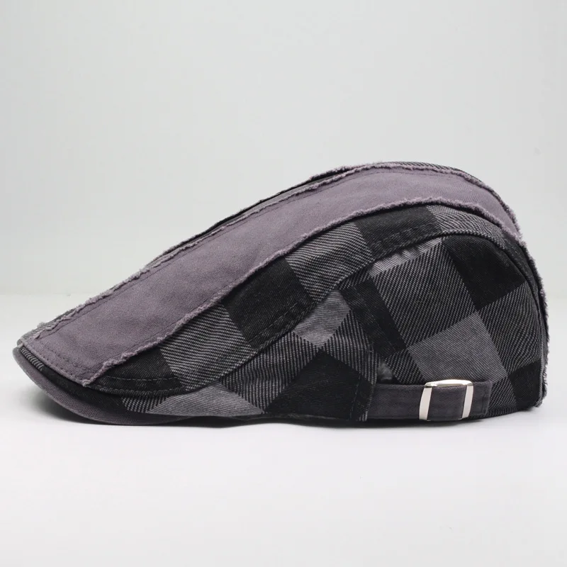 Men Cap Beret Newsboy Hat Flat Ivy Plaid Spring Summer Sun Golf Driving Cotton Breathable Outdoor Accessory