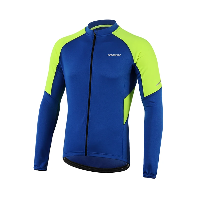 thumbnail image 1 of Maillot de ciclismo BERGRISAR para hombre, camisetas de ciclismo de montaña, maillots de ciclismo de manga larga con 3+1 bolsillos traseros BG012, 1 of 5