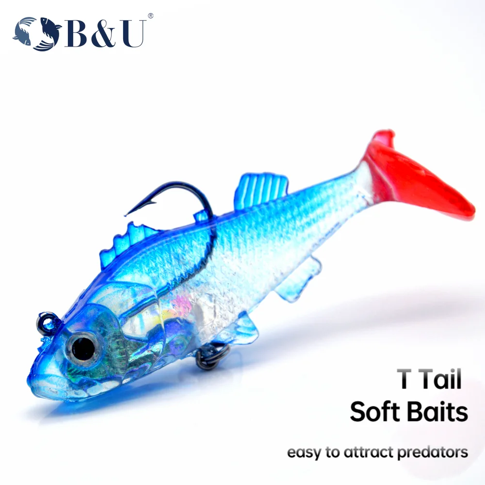 

B&U Wobbler Fishing lure Soft lead head 6/8cm 8/15g swimbait silicone with Fishing Hooks slow jig soft sea fishing bait