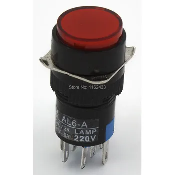 

5pcs / lot AL6-A-22 16mm self-lock ON - OFF round push button switch AL6-A 8 pin pushbutton 220V 12V LA16Y-22D