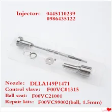 0445110239 инжектор common rail для DLLA149P1471 сопло, соответствующий регулирующий клапан F00VC01315 и уплотнительное кольцо F00VC99002 черный шар