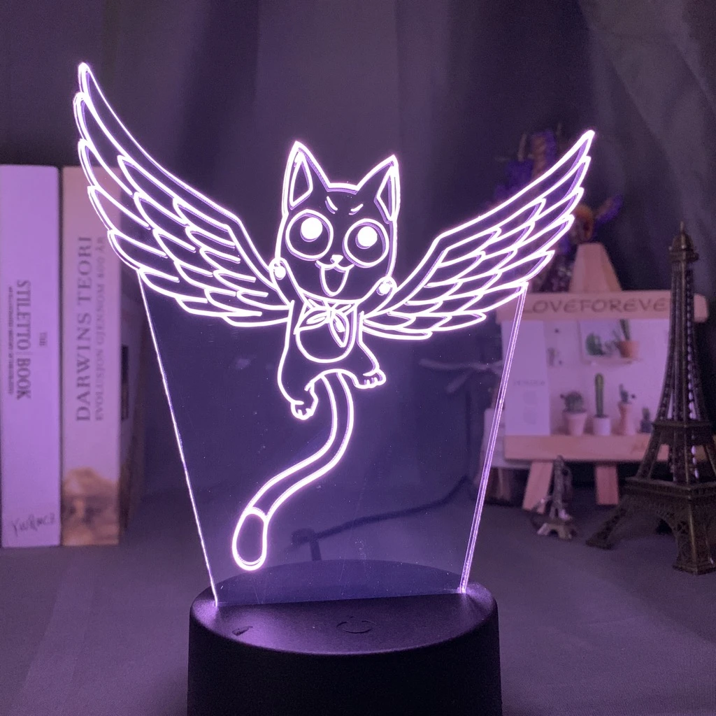 Led Gece Lambasi Peri Kuyruk Kedi Mutlu Fly Sekil Cocuk Basucu Dekor Led Renk Degistiren Masa 3d Lamba Anime Giftctouch Sensoru Led Gece Lambalari Aliexpress