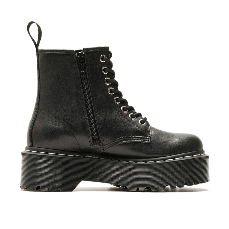 Zapatos góticos de plataforma gruesa para mujer, botas con cremallera,  botines de cuero para motorista, calzado Preppy, zapatos de tacón medio de  bloque|Botas hasta el tobillo| - AliExpress