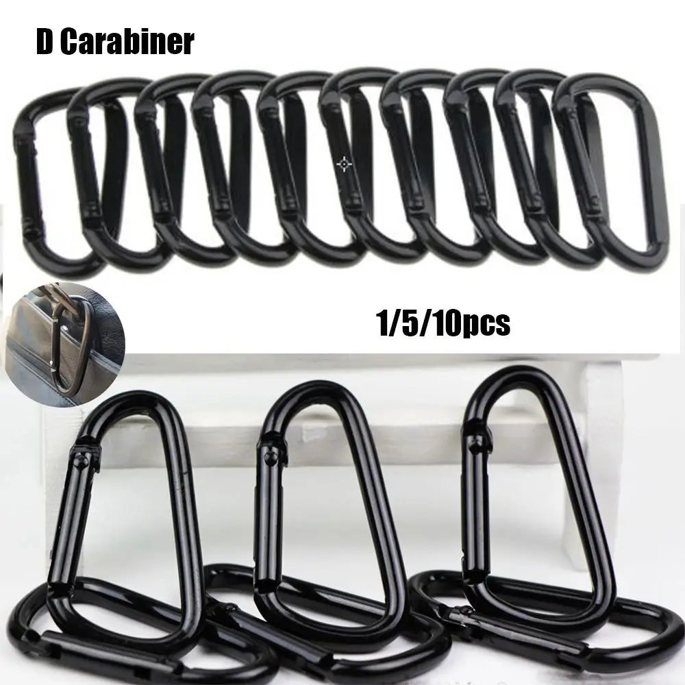 10 Pcs Snap Hook Carabiner D-Ring Key Chain Aluminum Clip Fit For Hiking & Camp 