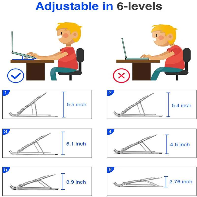Держатели для ноутбуков для MacBook Air Pro/Dell XPS/lenovo более 10-15,6 дюймовых планшетов для ноутбуков, регулируемая Портативная подставка-держатель для стола