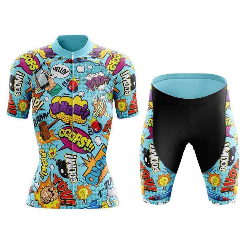 

uniforme ciclismo mujer cartoons short sleeve cycling jersey set summer women bicycle wear maillot culttes mtb bike clothes suit