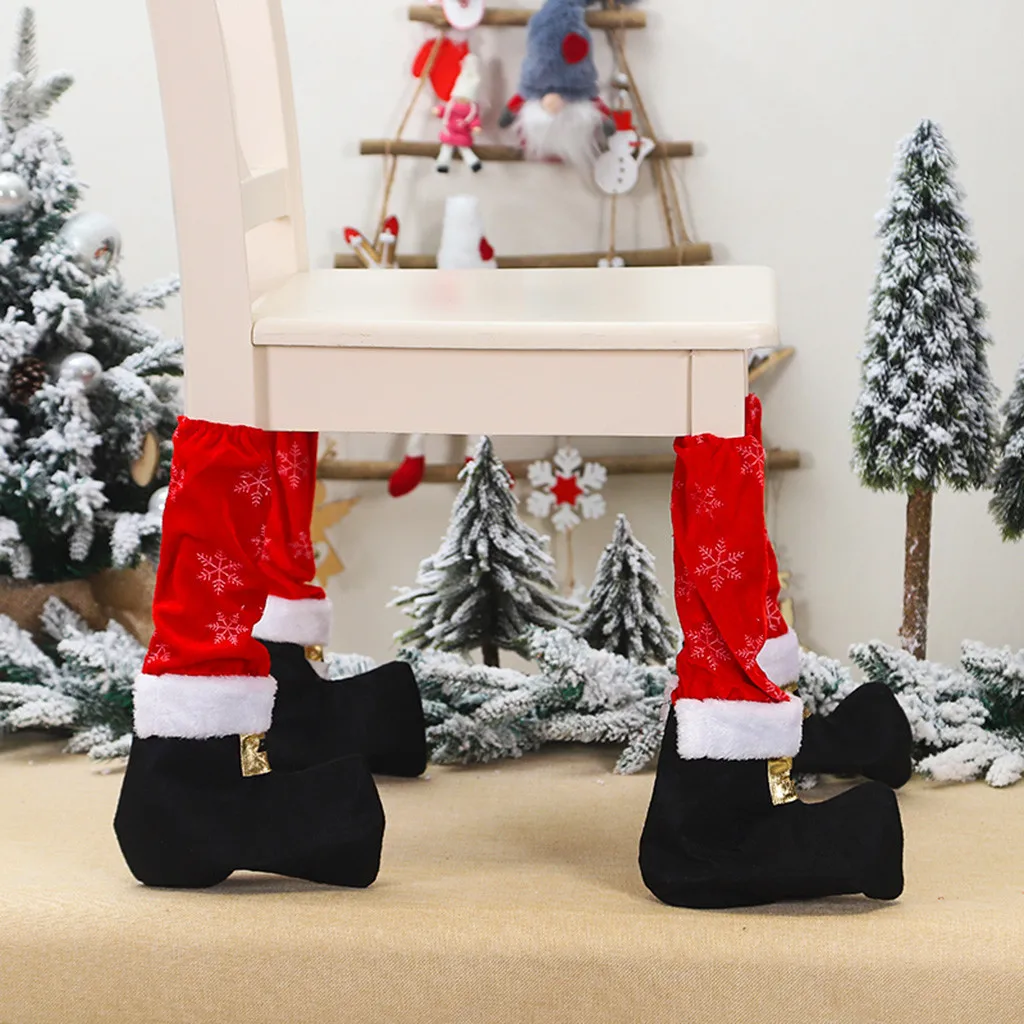 4pc Christmas Chair Leg Foot Cover Table Decoration for Party Dinner Christmas