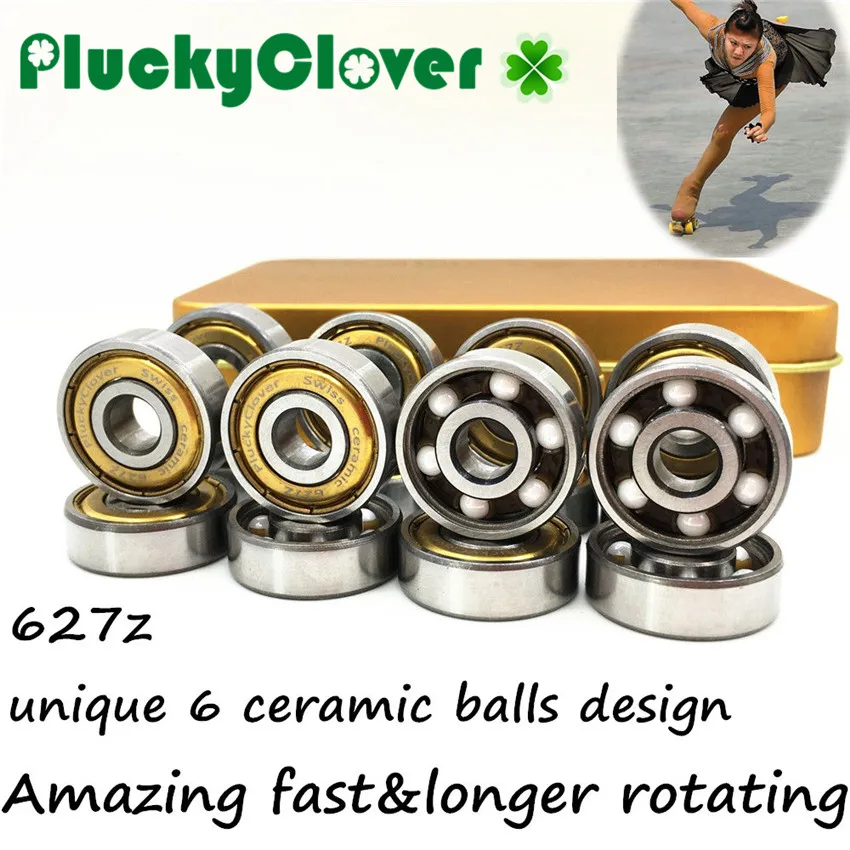 16pc Quad Skate Bearing 627 with 6 outwards Ceramic balls Artistic skate roller Quad hockey skates Bearing 627 Art skate