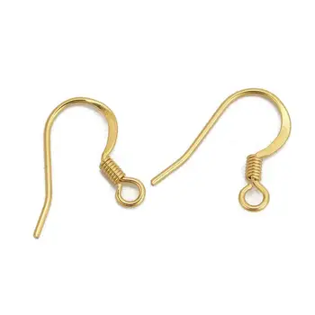

DoreenBeads Fashion 316 Stainless Steel Ear Wire Hooks Hoop Earrings Findings Gold W/ Loop Jewelry DIY Components Charms,2 PCs