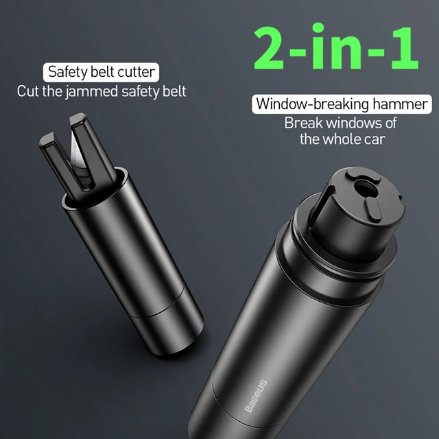 Baseus Mini Car Window Glass Breaker Seat Belt Cutter Safety Hammer Life-Saving Escape Hammer Cutting Knife Interior Accessories 2