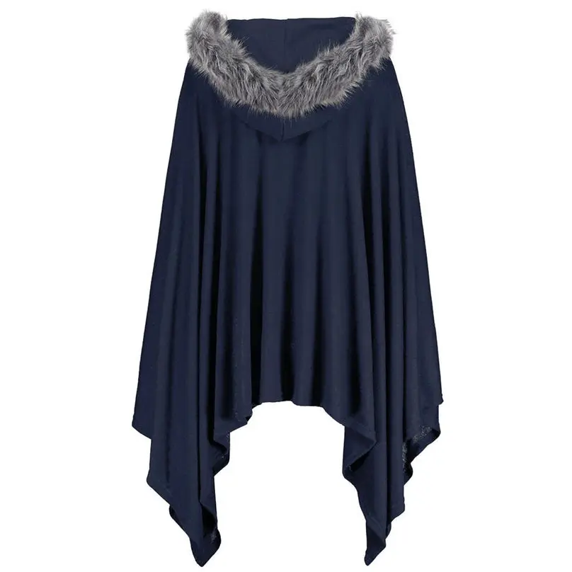New Fashion Women Cloak Coat Winter Keep Warm Plus Size Bat Sleeve Hooded Plush Hat Zipper Holiday Party Cape Coat 4O24 (12)