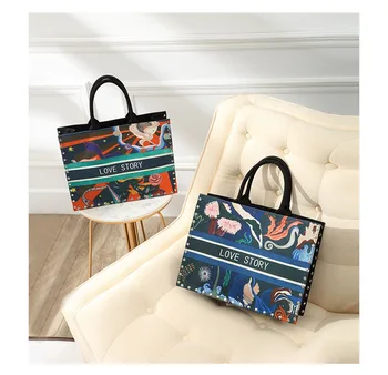 

Canvas shopping bag large capacity 2020 new female bag designer shoulder handbag fashion printing travel bag
